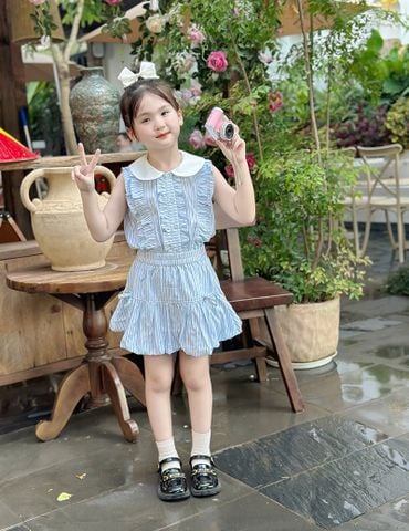 Áo sơ mi ngắn tay bé gái