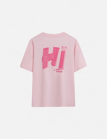 Áo thun ngắn tay bé gái hình in trước ngực