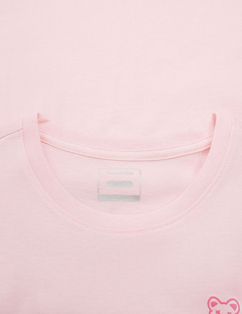 Áo thun ngắn tay bé gái hình in trước ngực