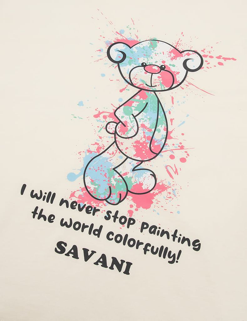 Áo T-shirt bé gái hình in trước ngực dáng suông rộng