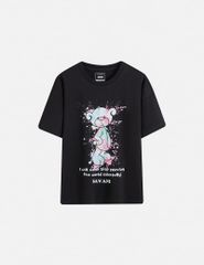 Áo T-shirt bé gái hình in trước ngực dáng suông rộng