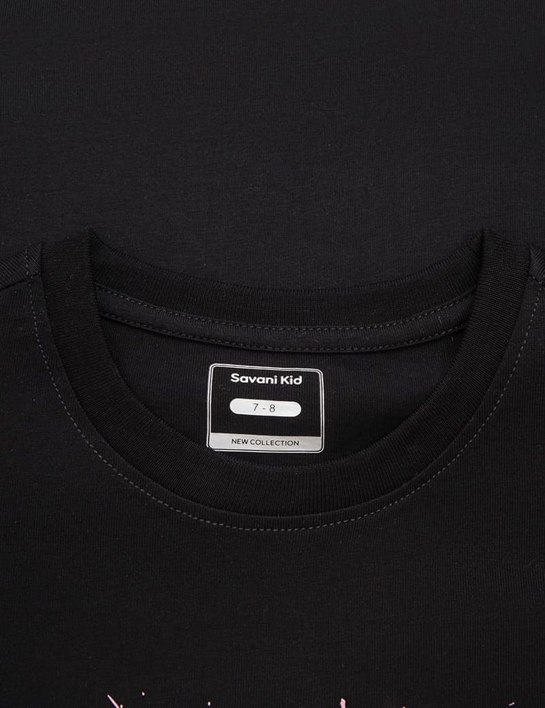 Áo T-shirt bé gái hình in trước ngực dáng suông rộng