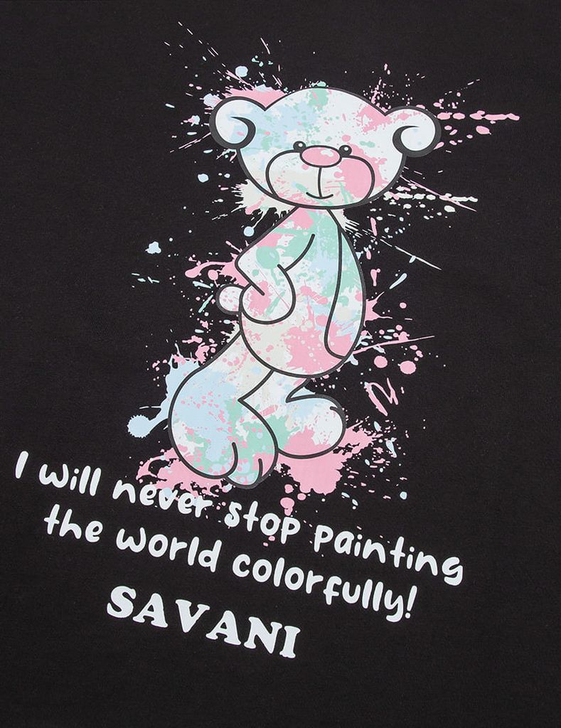 Áo T-shirt bé gái hình in trước ngực dáng suông rộng