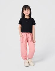 Quần kaki dài bé gái dáng rộng đai thắt nơ