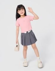 Chân váy khaki trẻ em dáng A phối cạp ly trước