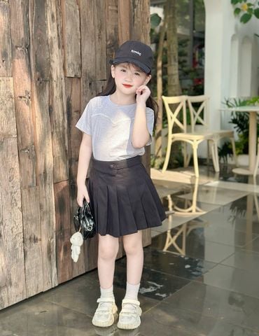 Áo thun ngắn tay cổ tròn bé gái