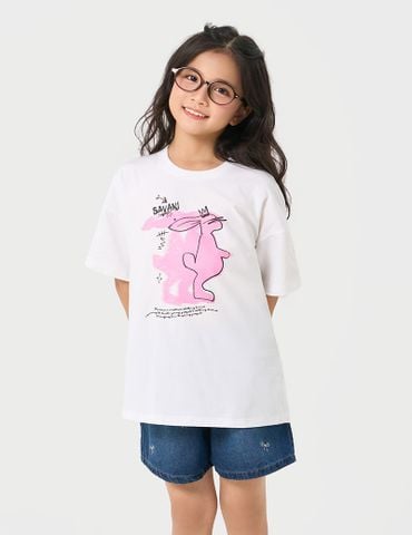 Áo thun ngắn tay bé gái cổ tròn