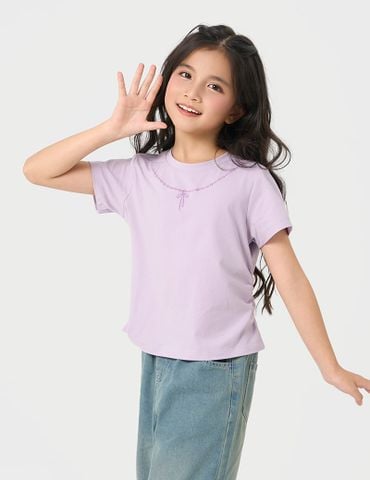 Áo thun ngắn tay cổ tròn bé gái
