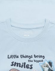 Áo thun ngắn tay cổ tròn bé gái hình in trước ngực