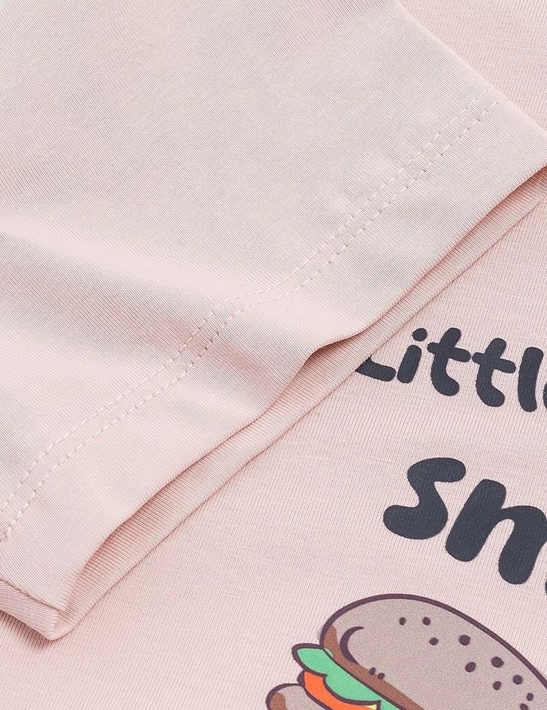 Áo thun ngắn tay cổ tròn bé gái hình in trước ngực