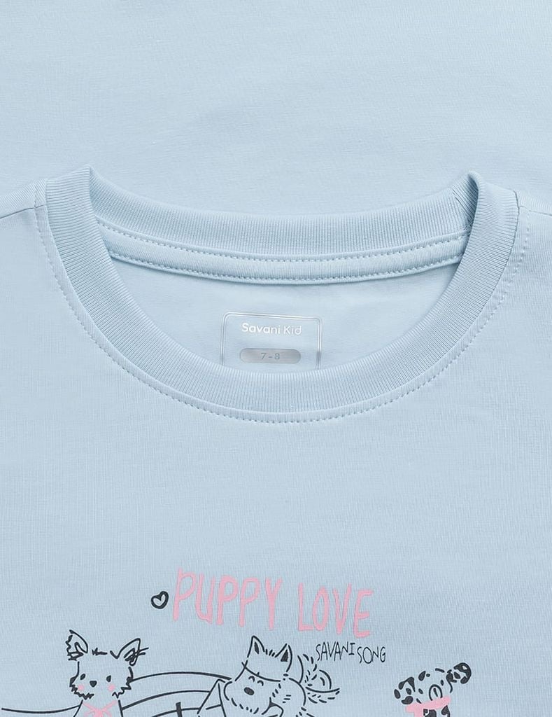 Áo thun ngắn tay cổ tròn bé gái