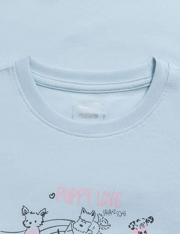 Áo thun ngắn tay cổ tròn bé gái