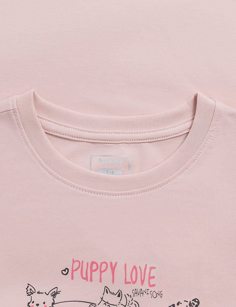 Áo thun ngắn tay cổ tròn bé gái