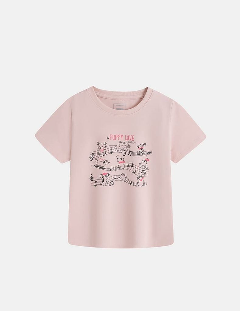 Áo thun ngắn tay cổ tròn bé gái