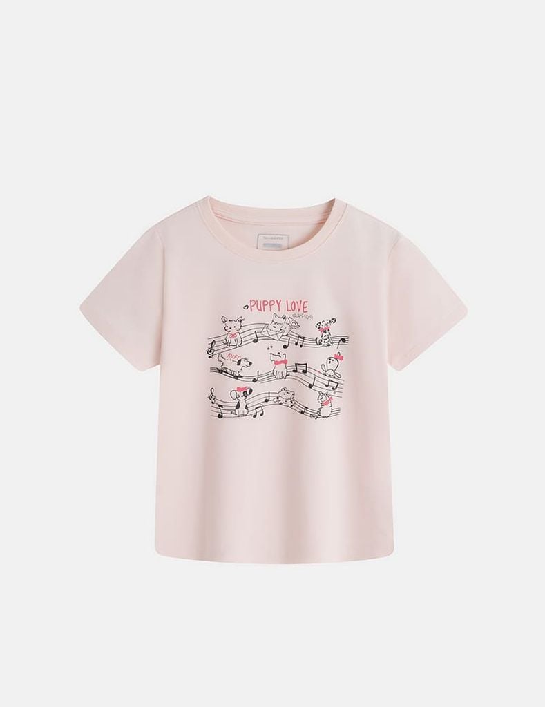 Áo thun ngắn tay cổ tròn bé gái