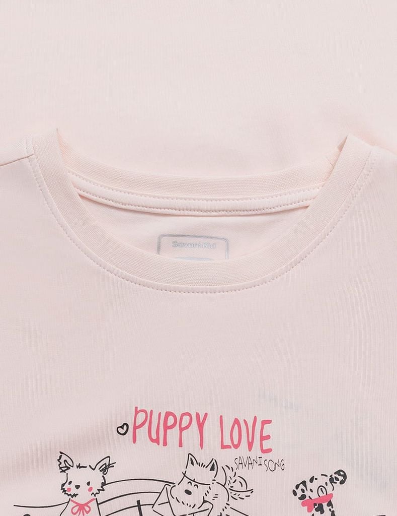 Áo thun ngắn tay cổ tròn bé gái