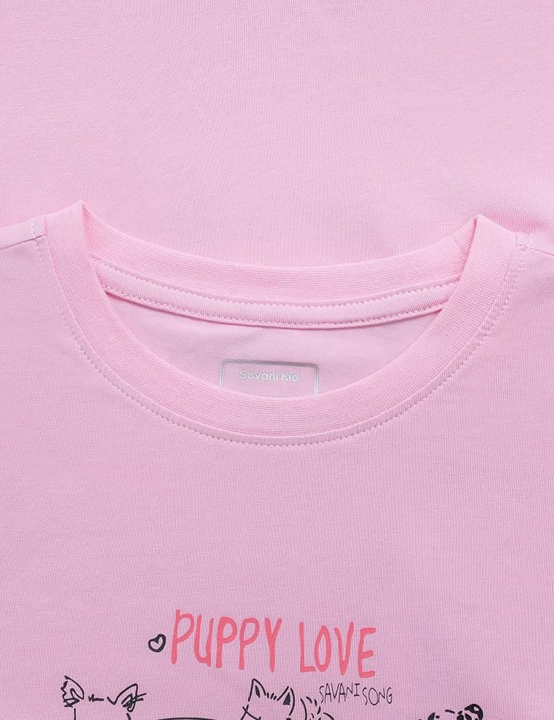 Áo thun ngắn tay cổ tròn bé gái