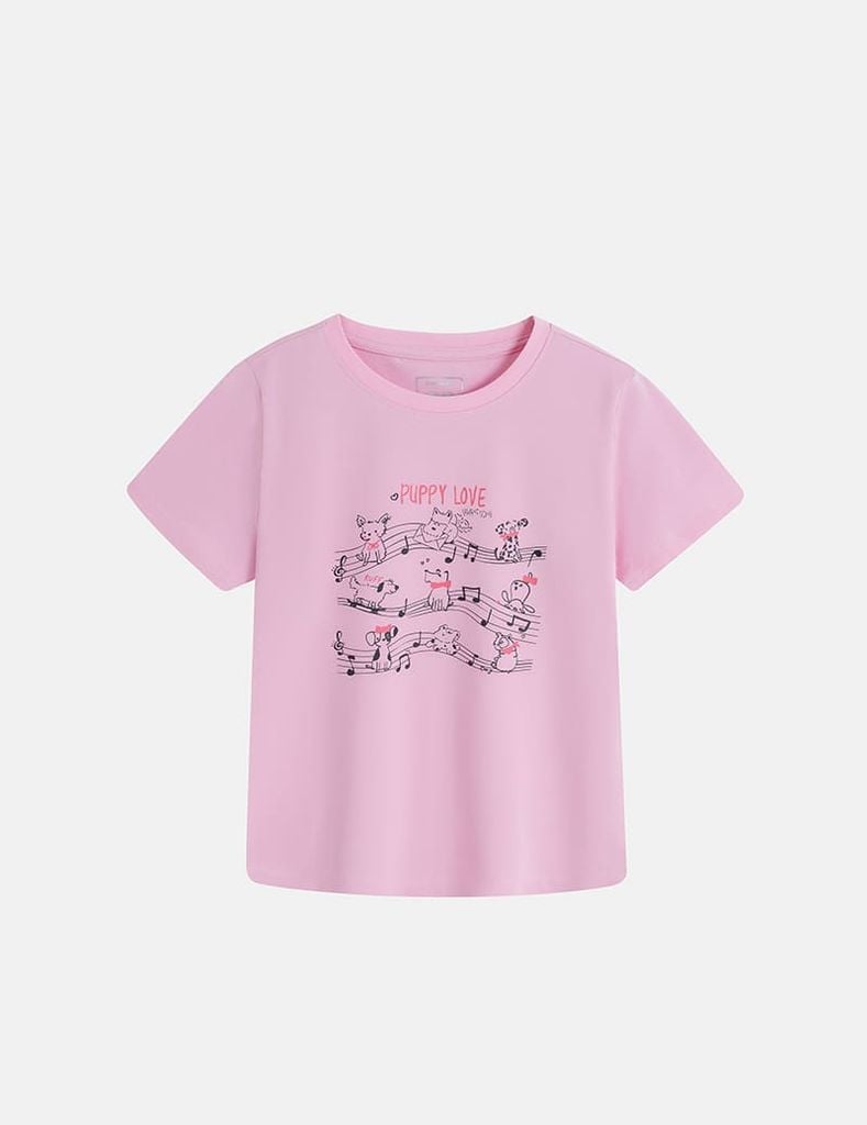 Áo thun ngắn tay cổ tròn bé gái