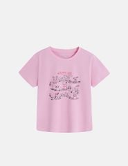 Áo thun ngắn tay cổ tròn bé gái