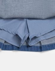 Chân váy jean bé gái xếp li cạp chun