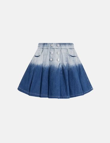 Chân váy jean bé gái xếp li cạp chun