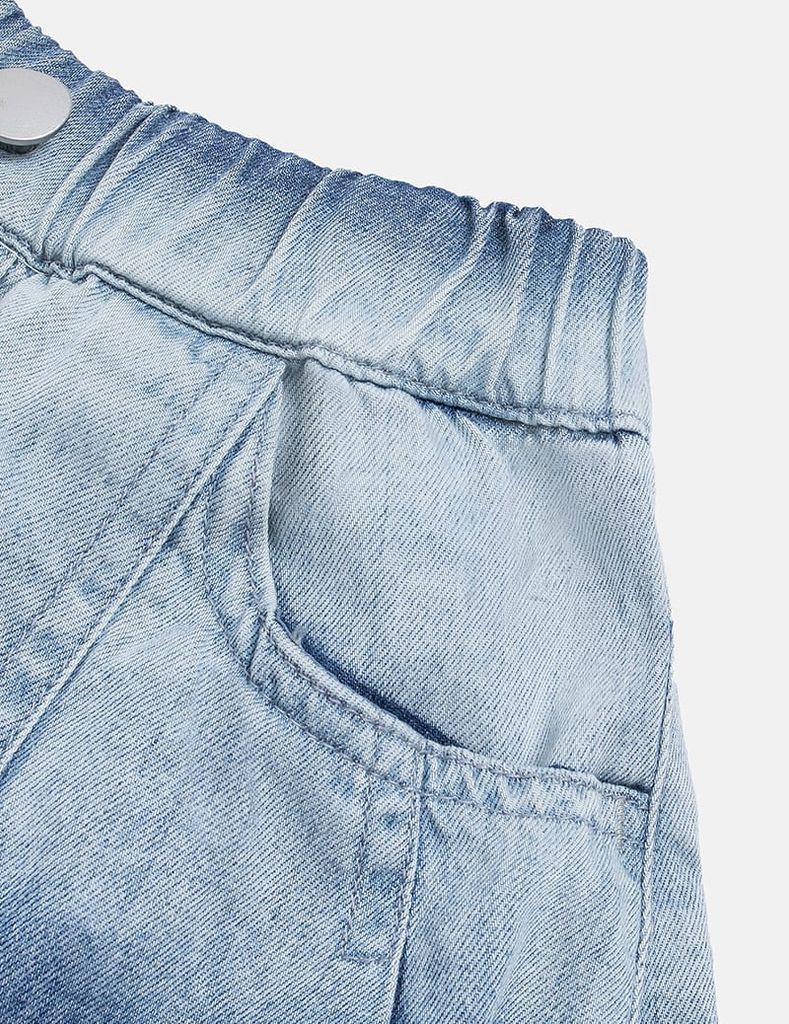 Chân váy jean bé gái xếp li cạp chun