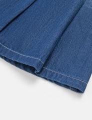 Chân váy jean bé gái xếp li cạp chun