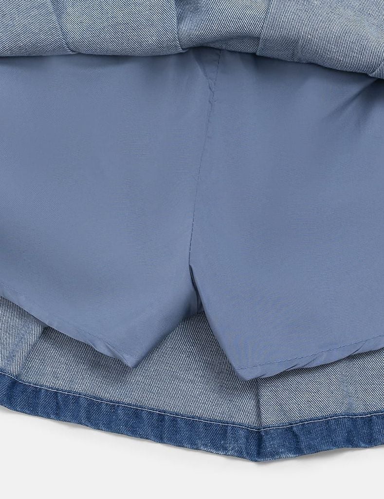 Chân váy jean bé gái xếp li cạp chun