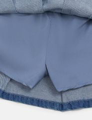 Chân váy jean bé gái xếp li cạp chun