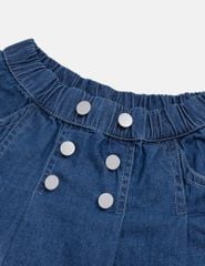 Chân váy jean bé gái xếp li cạp chun