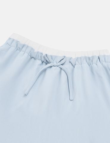 Chân váy khaki bé gái cạp chun rời vải phối