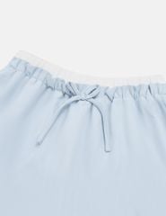 Chân váy khaki bé gái cạp chun rời vải phối