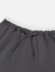 Chân váy khaki bé gái cạp chun rời vải phối