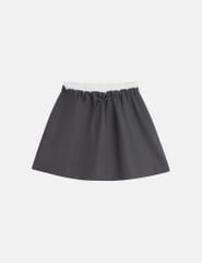 Chân váy khaki bé gái cạp chun rời vải phối