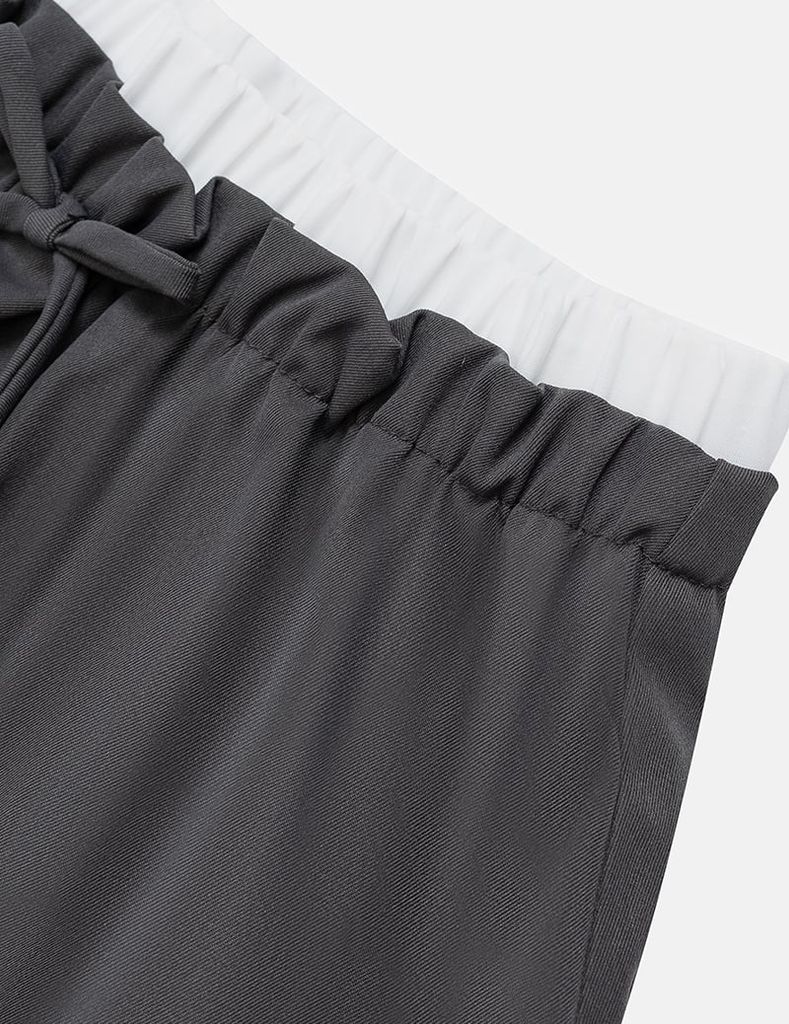 Chân váy khaki bé gái cạp chun rời vải phối