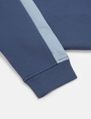 Áo nỉ cổ tròn trẻ em phối dọc 2 bên tay in logo trước ngực