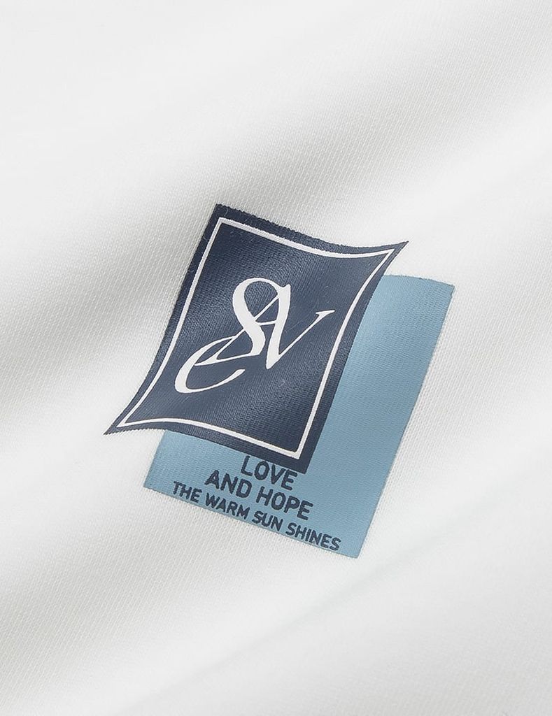 Áo nỉ cổ tròn trẻ em phối dọc 2 bên tay in logo trước ngực