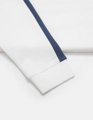 Áo nỉ cổ tròn trẻ em phối dọc 2 bên tay in logo trước ngực