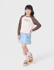 Áo nỉ cổ tròn trẻ em phối hình in giữa ngực
