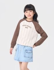 Áo nỉ cổ tròn trẻ em phối hình in giữa ngực