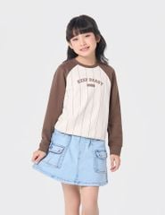 Áo nỉ cổ tròn trẻ em phối hình in giữa ngực