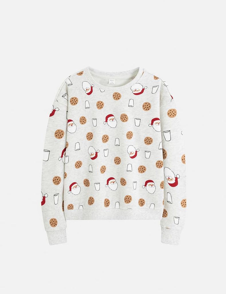 Áo nỉ cổ tròn trẻ em in họa tiết