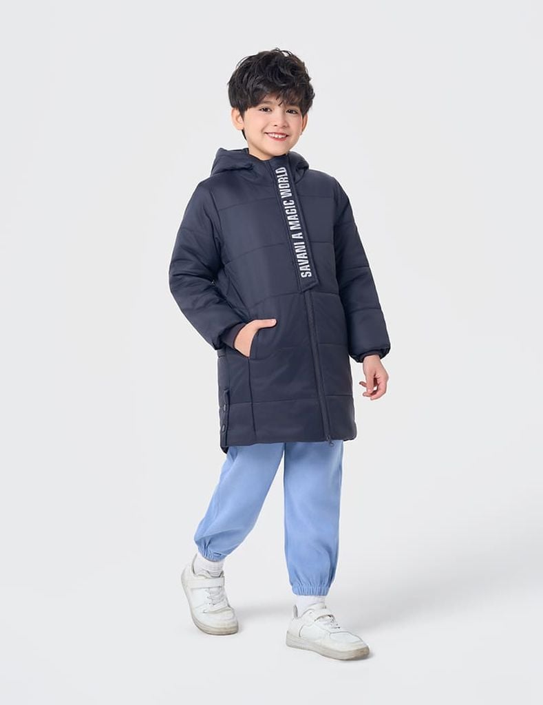 Áo phao chần bông trẻ em dáng dài