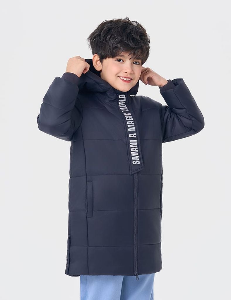 Áo phao chần bông trẻ em dáng dài