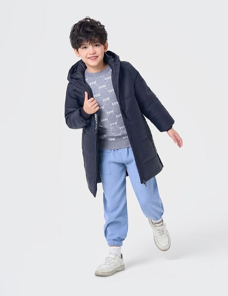 Áo phao chần bông trẻ em dáng dài