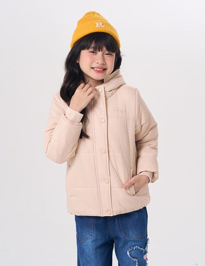 Áo chần bông trẻ em dáng ngắn logo trước ngực