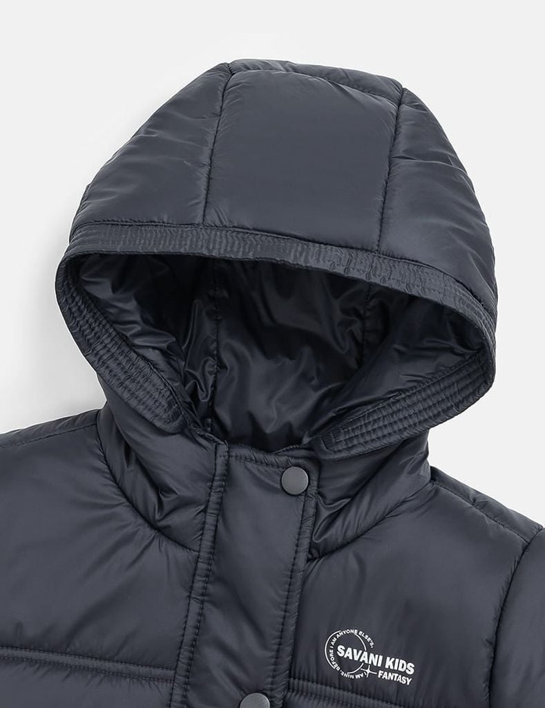 Áo chần bông trẻ em dáng ngắn logo trước ngực