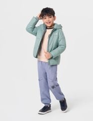 Áo chần bông trẻ em dáng ngắn logo trước ngực