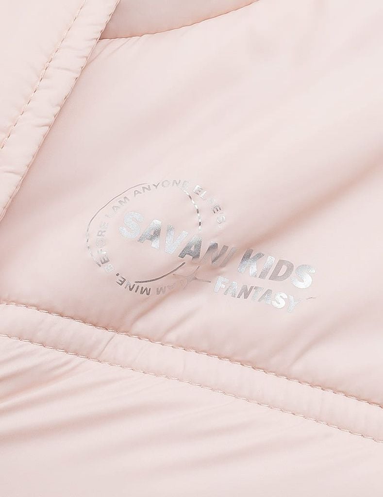 Áo chần bông trẻ em dáng ngắn logo trước ngực