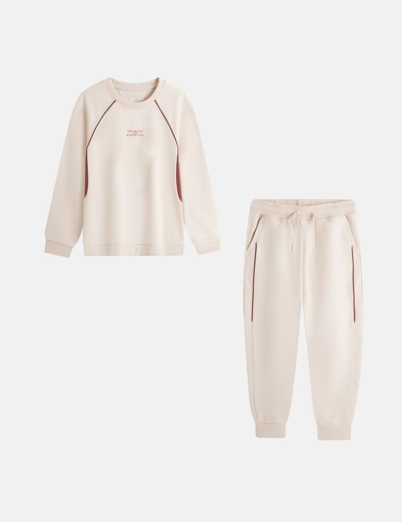 Bộ nỉ cổ tròn trẻ em hình in trước ngực